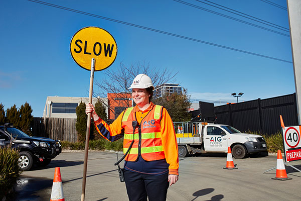 AIG traffic staff at Melbourne construction zone